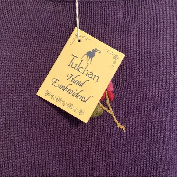 Deadstock Vintage Tulchan Purple Needlepoint Floral Top and Vest Set Small - Picture 14 of 16